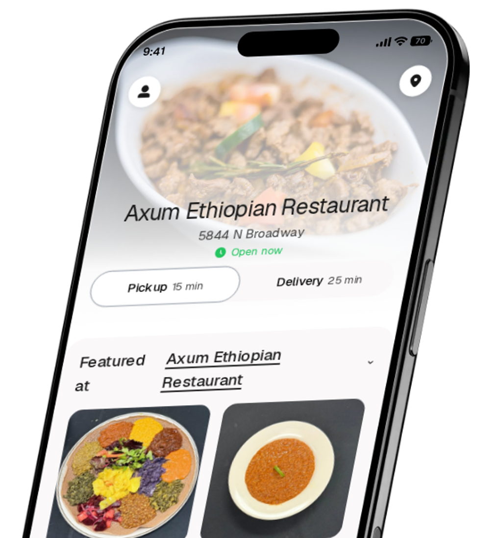 Axum Ethiopian Restaurant app preview